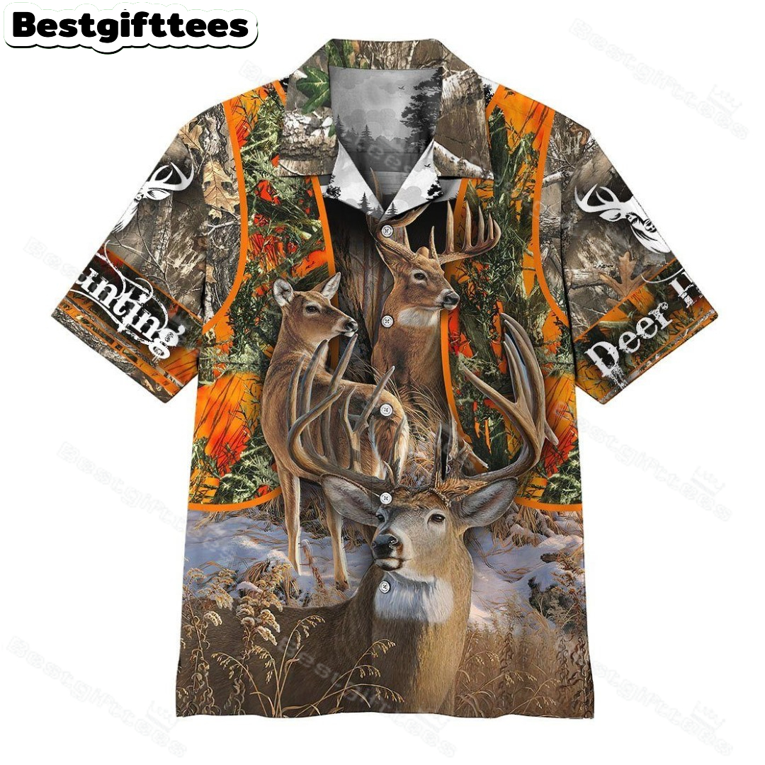 3D Deer Hunting Hawaiian Shirt, Colorful Short Sleeve, Summer Beach ...
