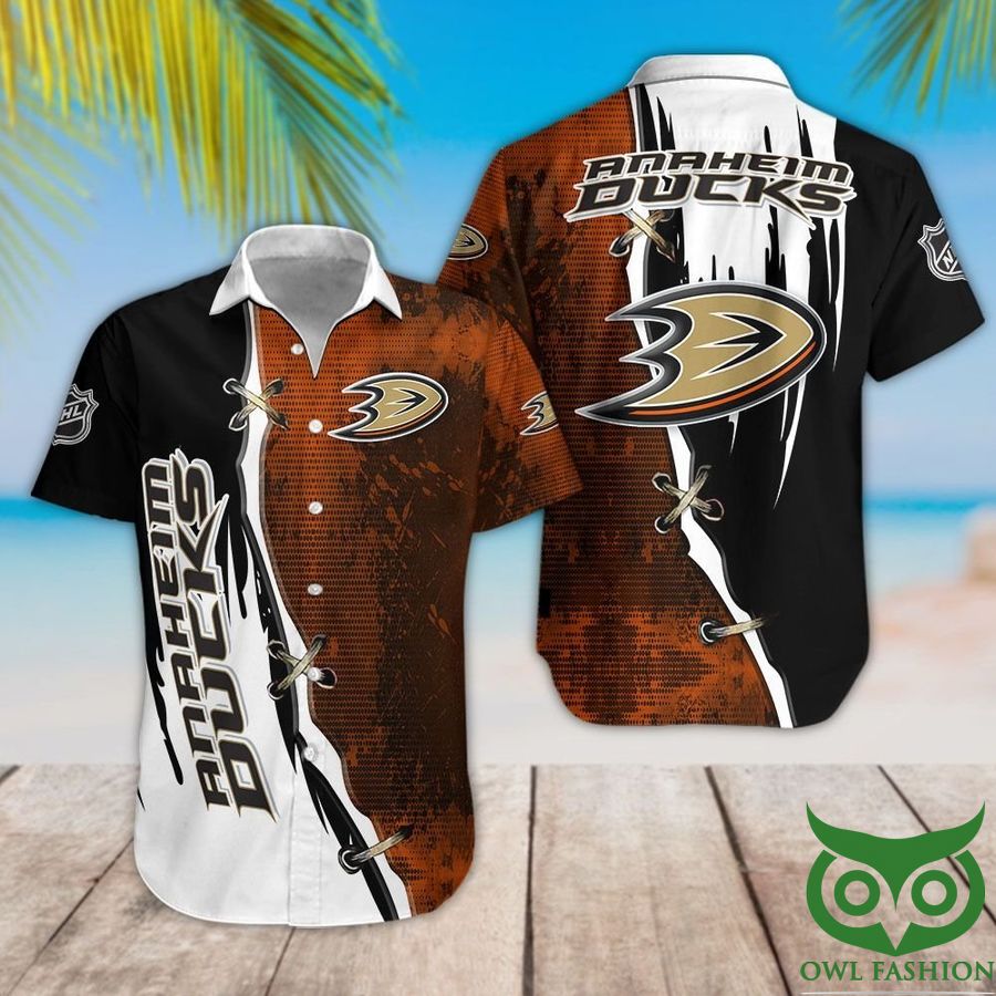 Anaheim Ducks Dark Orange Black Hawaiian Shirt – Meteew