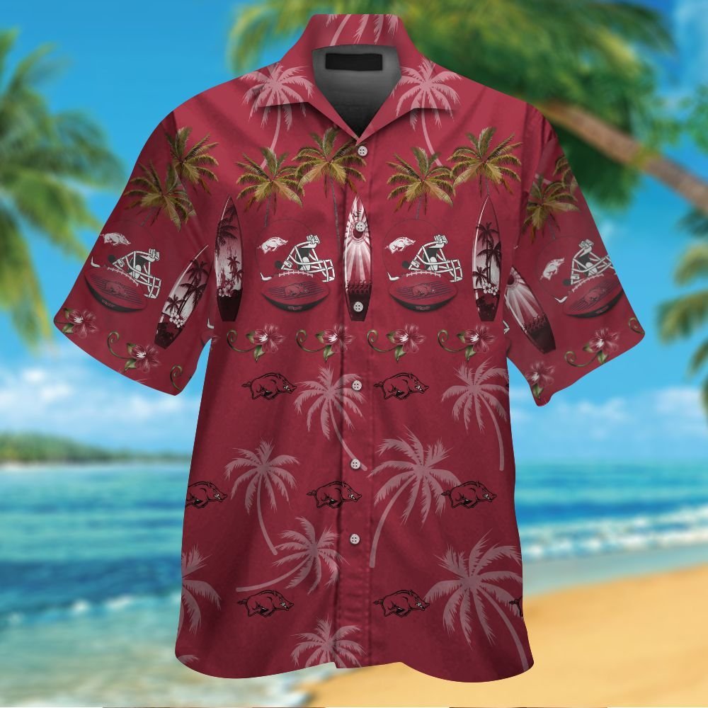 Arkansas Razorbacks Short Sleeve Button Up Tropical Aloha Hawaiian ...
