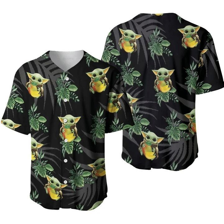 Baby Yoda Hawai Tropical Gift For Lover Baseball Jersey - Meteew