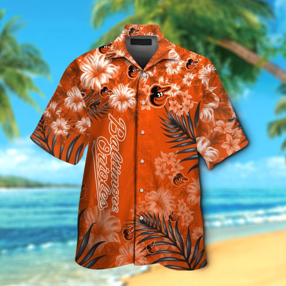 Baltimore Orioles Short Sleeve Button Up Tropical Aloha Hawaiian Shirts ...