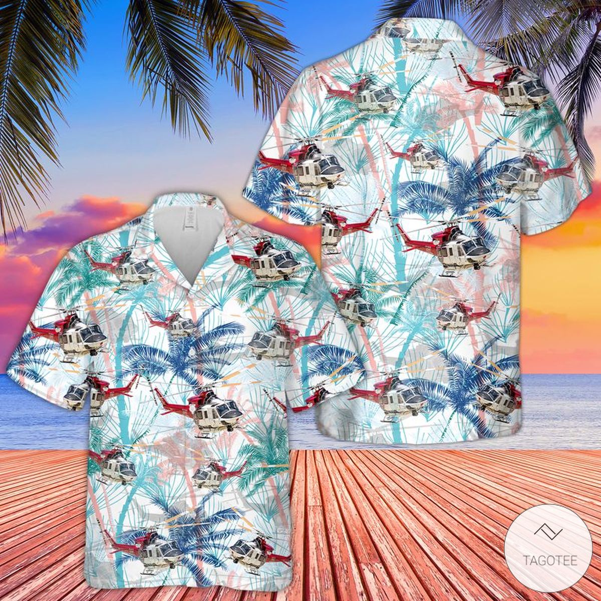 Bell 412ep Of The Los Angeles City Fire Department Hawaiian Shirts For ...