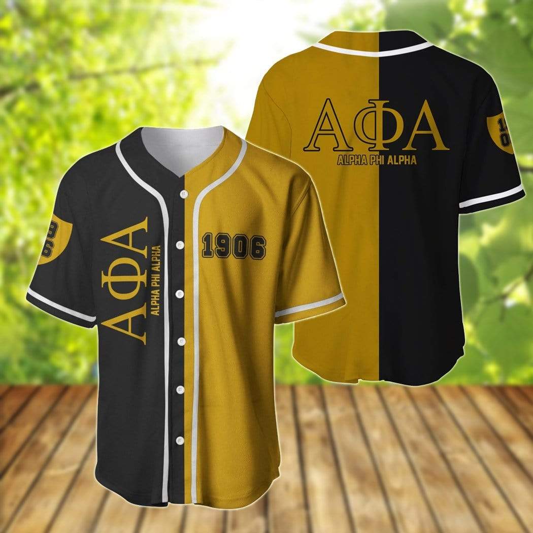 Black Yellow Alpha Phi Alpha 3d Personalized 3d Baseball Jersey – Meteew