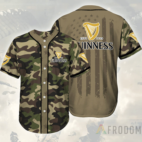 Buy Camouflage Green Brown Guinness Beer Baseball Jersey - Meteew