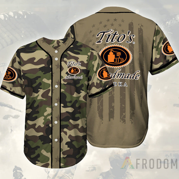 Buy Camouflage Green Brown Tito’s Vodka Baseball Jersey – Meteew