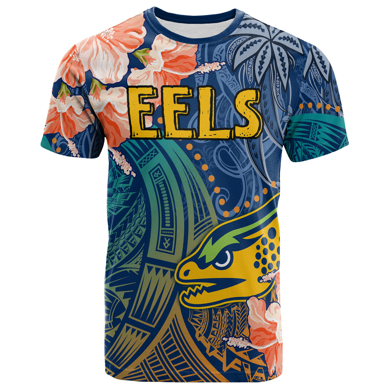 Buy Eels Rugby T-shirt – Custom Polynesian Parramatta Eels T-shirt ...