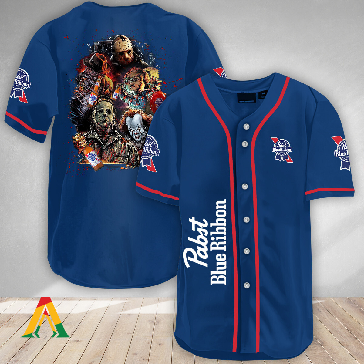 Buy Halloween Horror Characters Pabst Blue Ribbon Baseball Jersey – Meteew