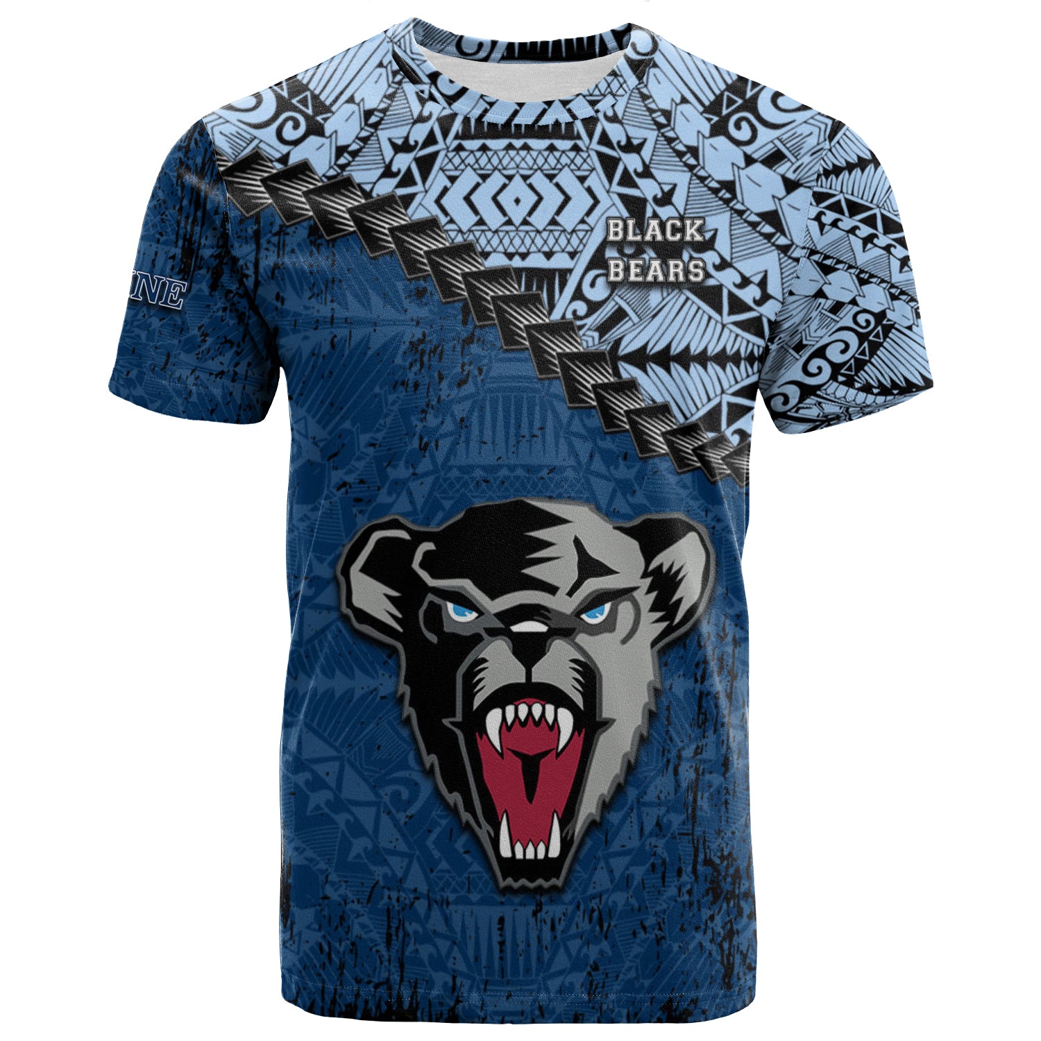 Buy Maine Black Bears T-Shirt Grunge Polynesian Tattoo- NCAA - Meteew