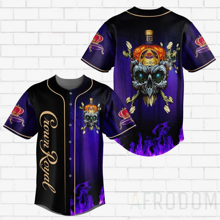 Buy Skull With Crown Royal Baseball Jersey - Meteew