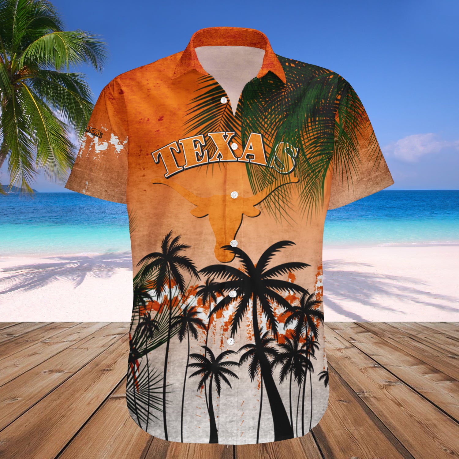 Buy Texas Longhorns Hawaii Shirt Coconut Tree Tropical Grunge – NCAA ...