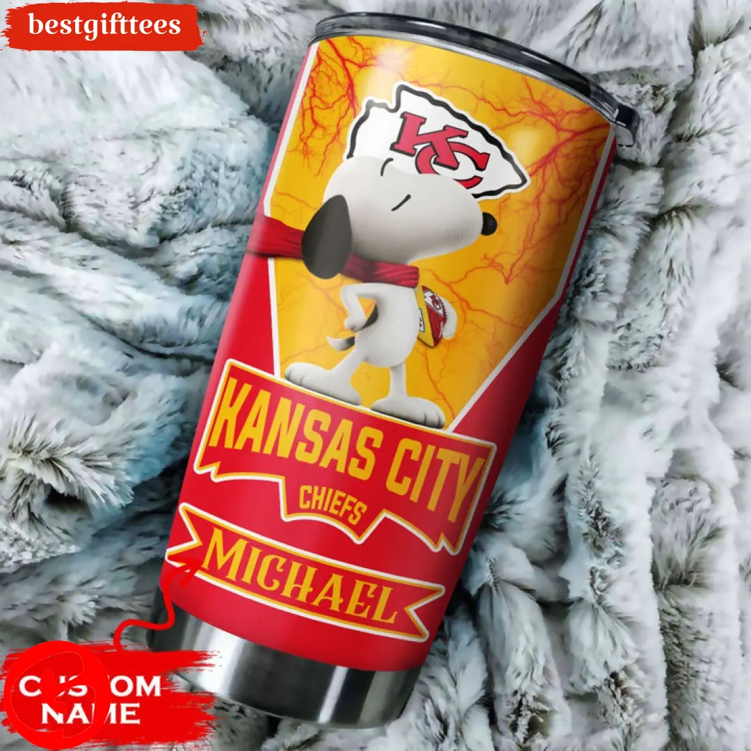 Tumbler Cup Kansas City Chiefs Tumbler Snoopy NFL, Custom NFL Gifts For Fan, Custom NFL Coffee Tumbler Gifts