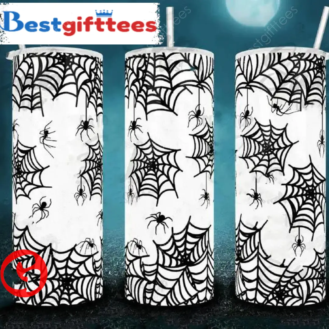 Tumbler Cup Spider Web Tumbler, Halloween Spooky Season Gift, Skinny Tumbler For Gifts