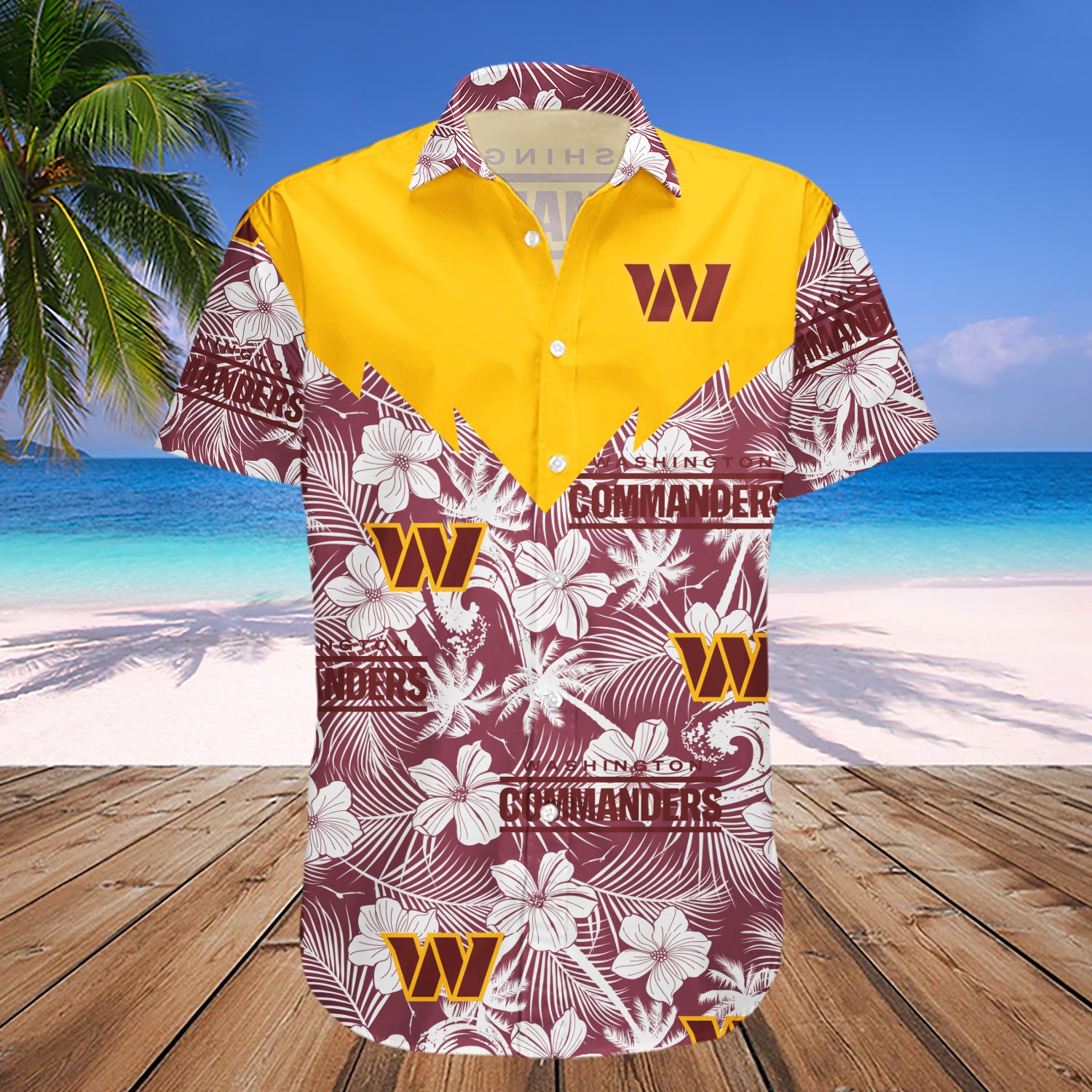 Buy Washington Commanders Hawaii Shirt Tropical Seamless- NFL - Meteew