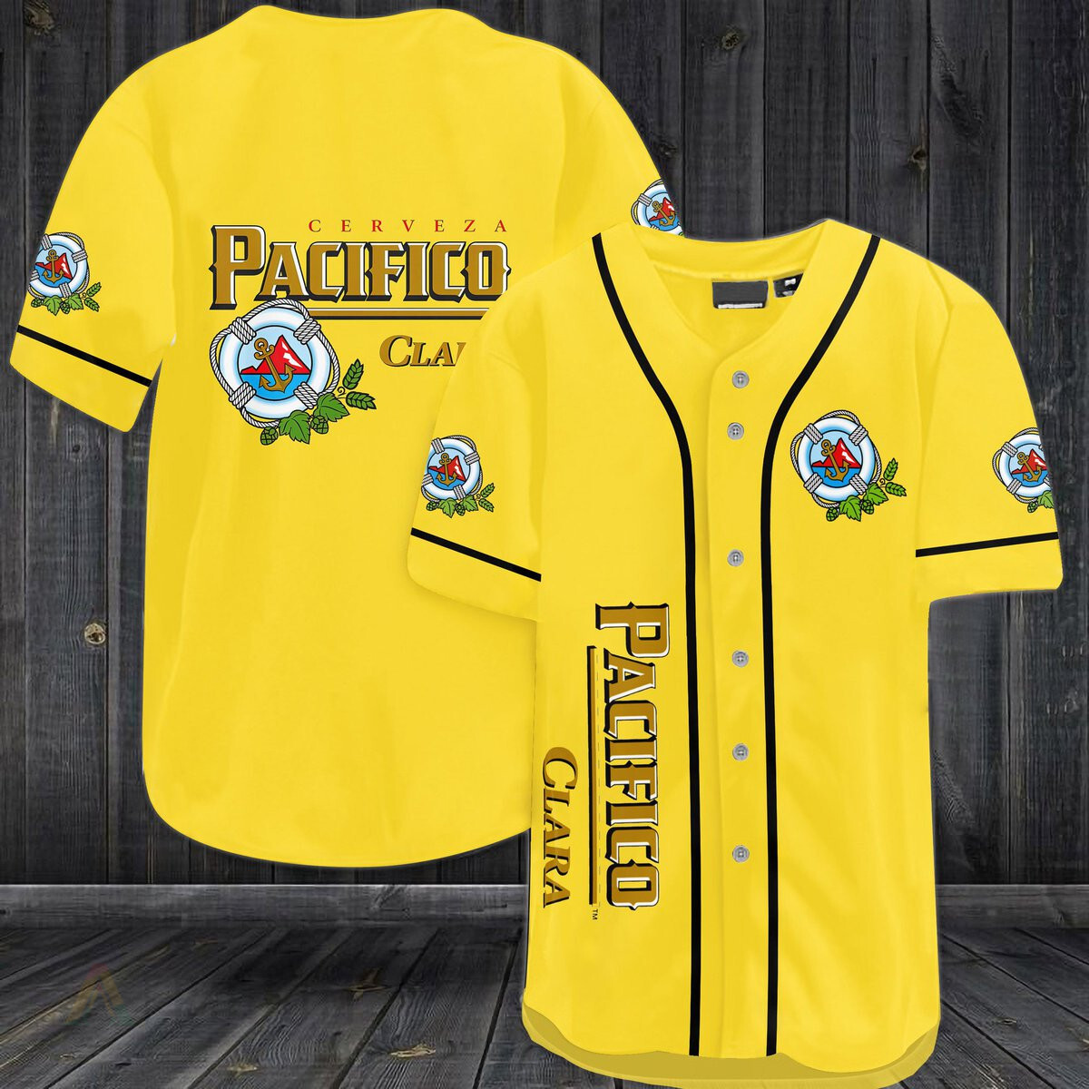 Buy Yellow Pacifico Beer Baseball Jersey - Meteew