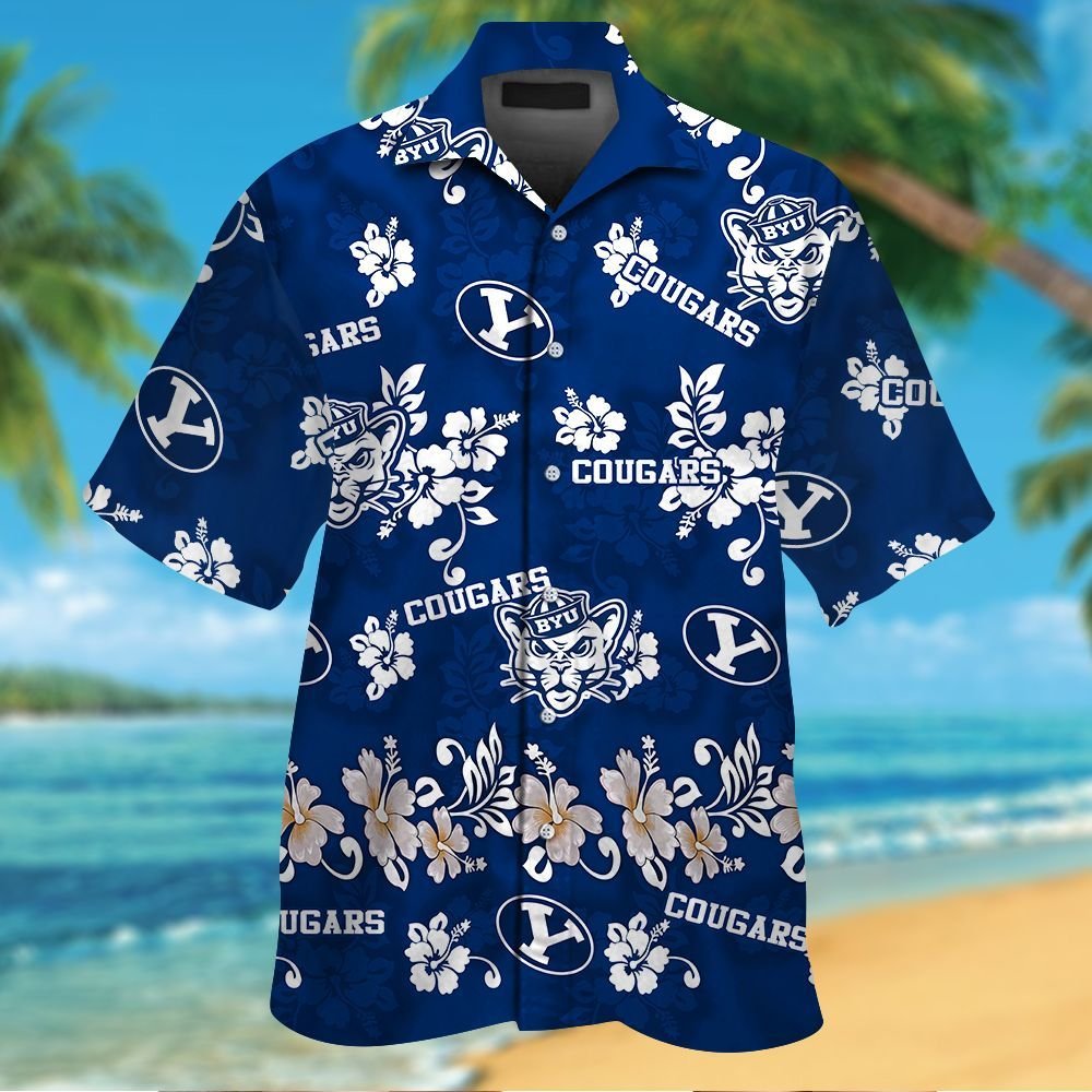 Byu Cougars Short Sleeve Button Up Tropical Aloha Hawaiian Shirts For ...