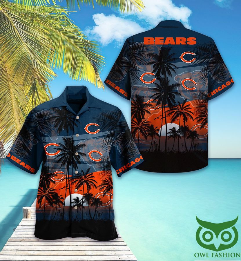 Chicago Bears Orange Dark Blue Hawaiian Shirt – Meteew