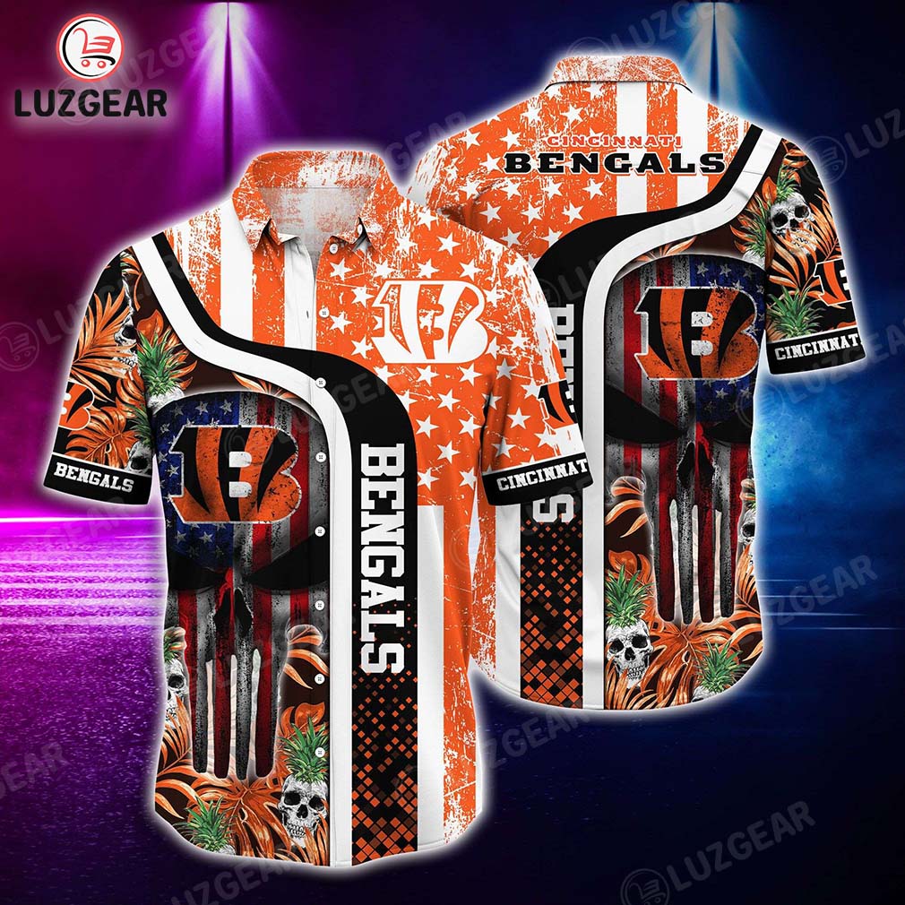 Cincinnati Bengals NFL Hawaiian Shirt Graphic Tropical Pattern Skull ...