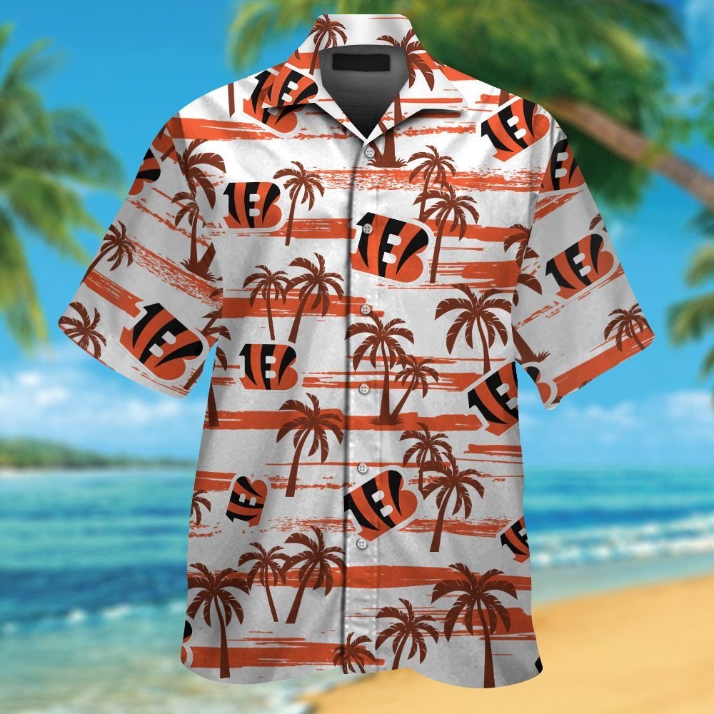 Cincinnati Bengals Short Sleeve Button Up Tropical Aloha Hawaiian ...