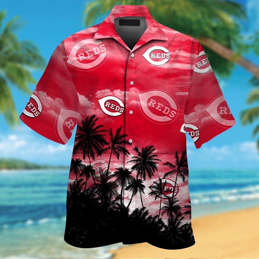Cincinnati Reds Short Sleeve Button Up Tropical Aloha Hawaiian Shirts ...