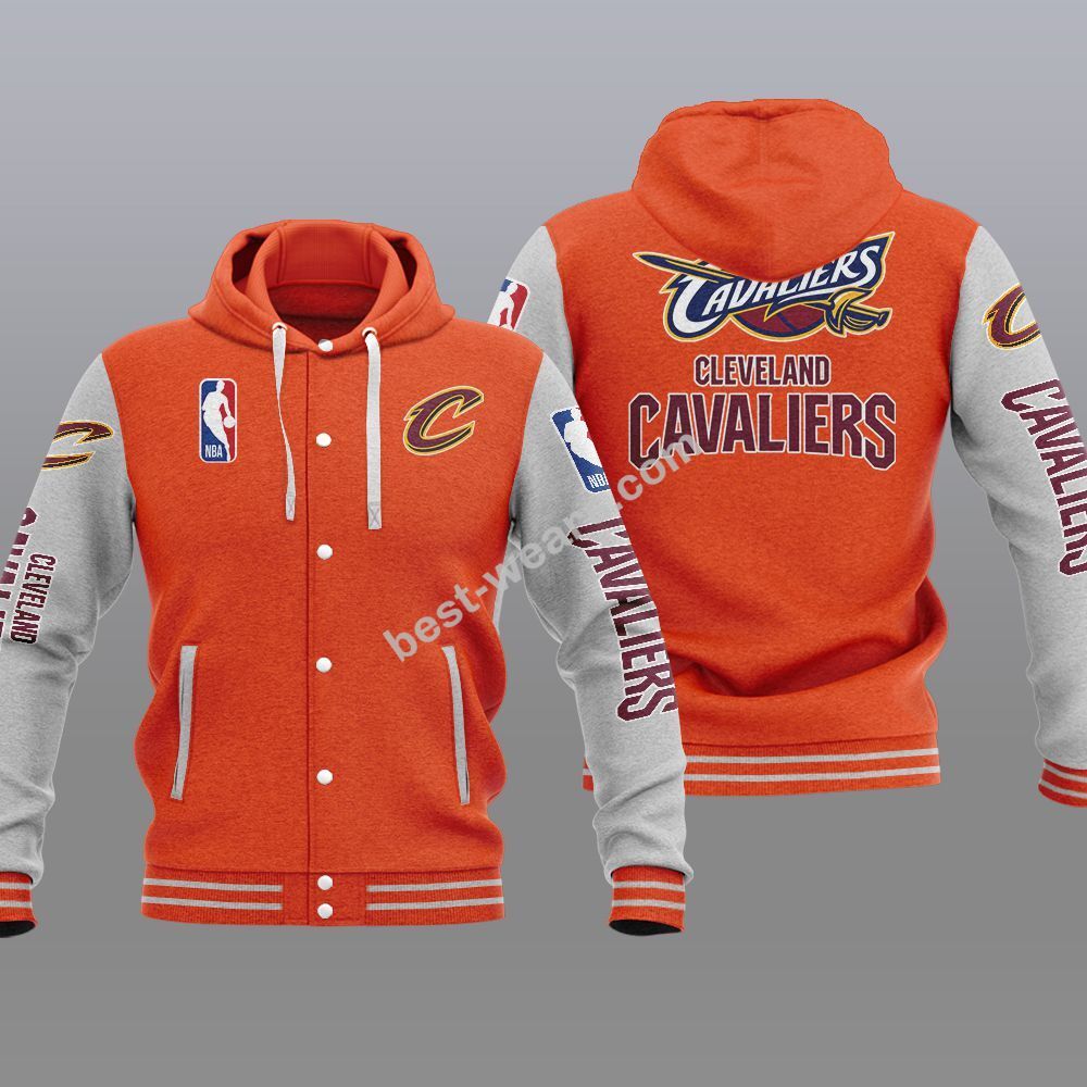 Cleveland Cavaliers 2DE0606 NBA Hooded Varsity Jacket Fleece Jacket ...