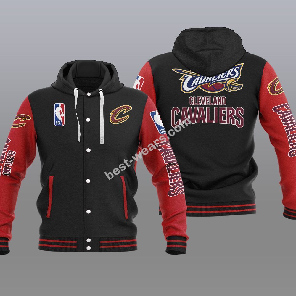 Cleveland Cavaliers 2DE0606 NBA Hooded Varsity Jacket Fleece Jacket ...