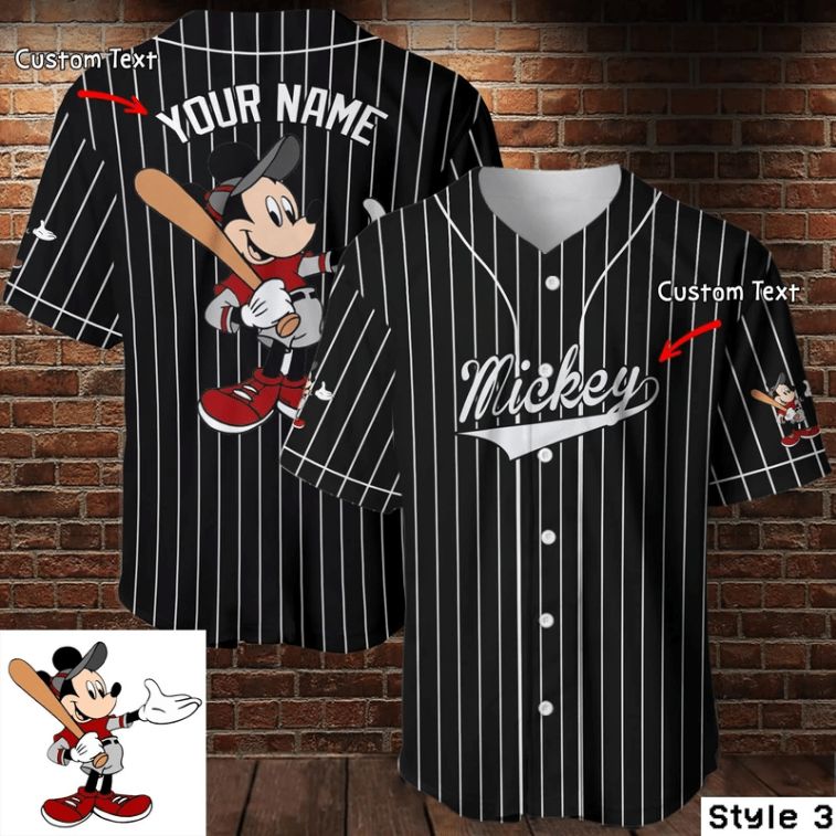 Custom Name Mickey Mouse Disney Baseball Black 456 Gift For Lover ...