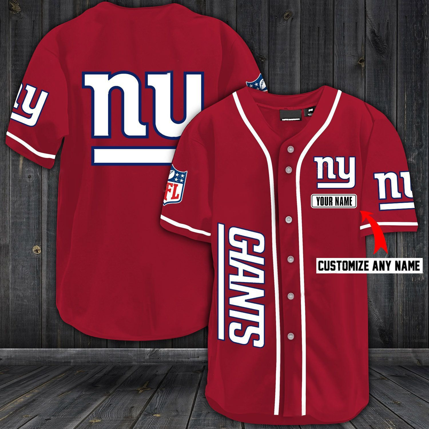 Custom Name NFL New York Giants Baseball Jersey For Fans Meteew