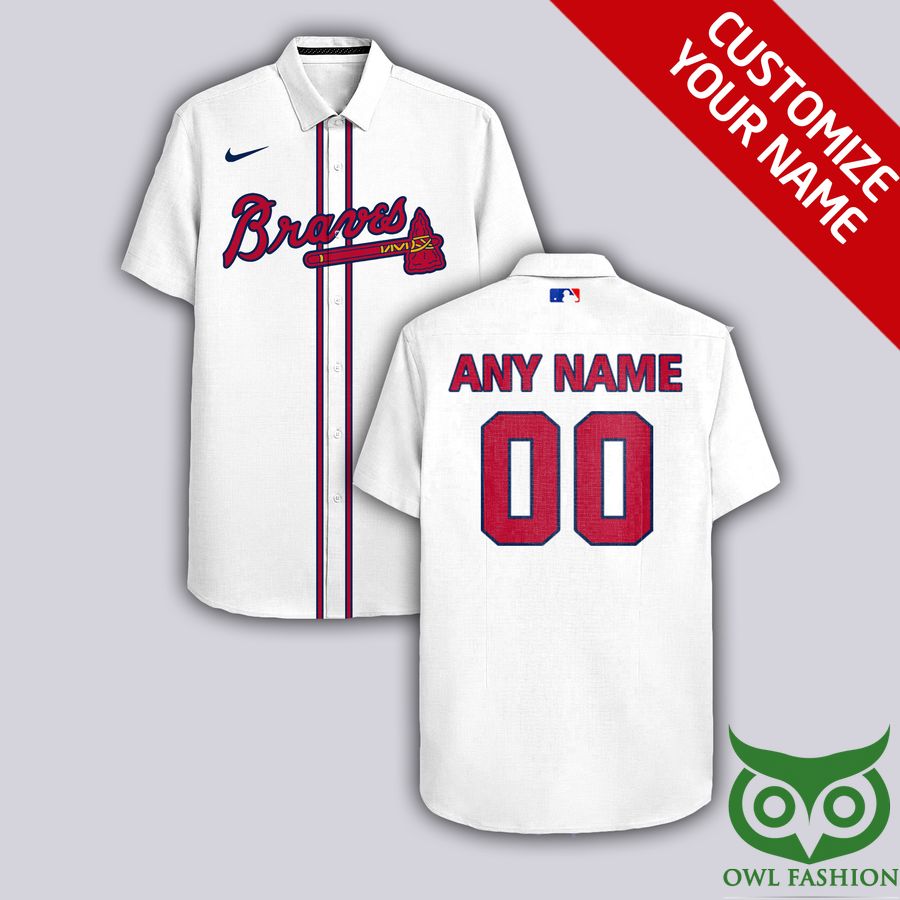 Custom Name Number Atlanta Braves White Hawaiian Shirt - Meteew