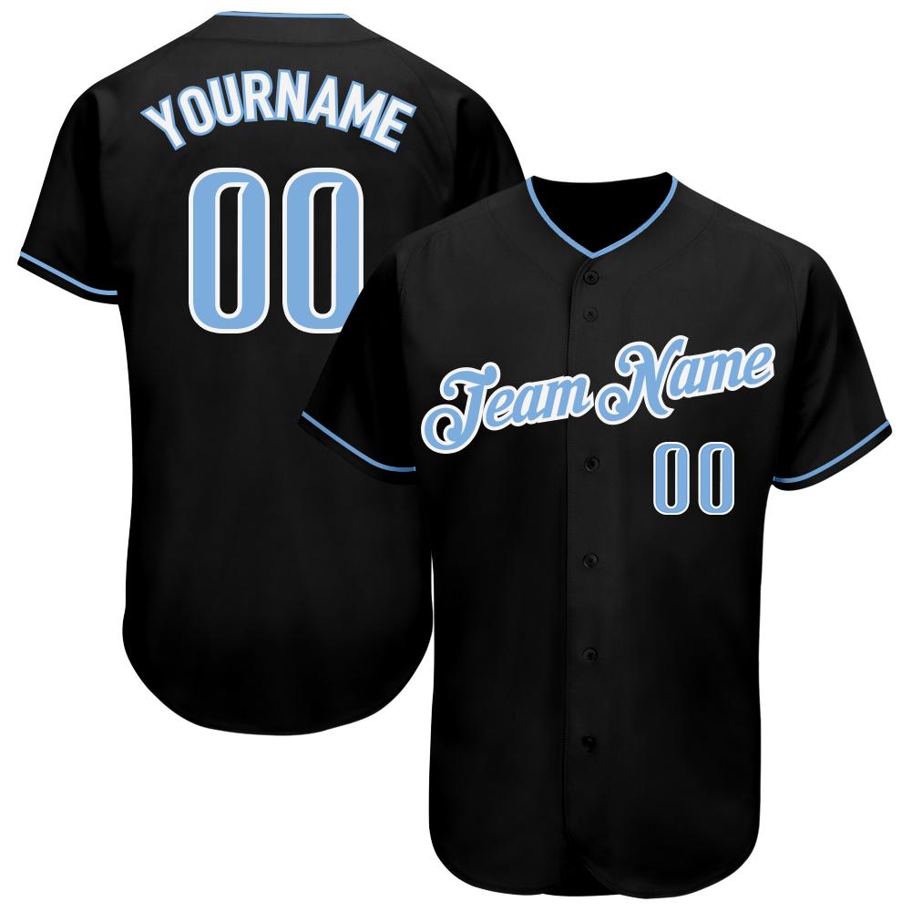 Custom Personalized Black Light Blue White Baseball Jersey - Meteew