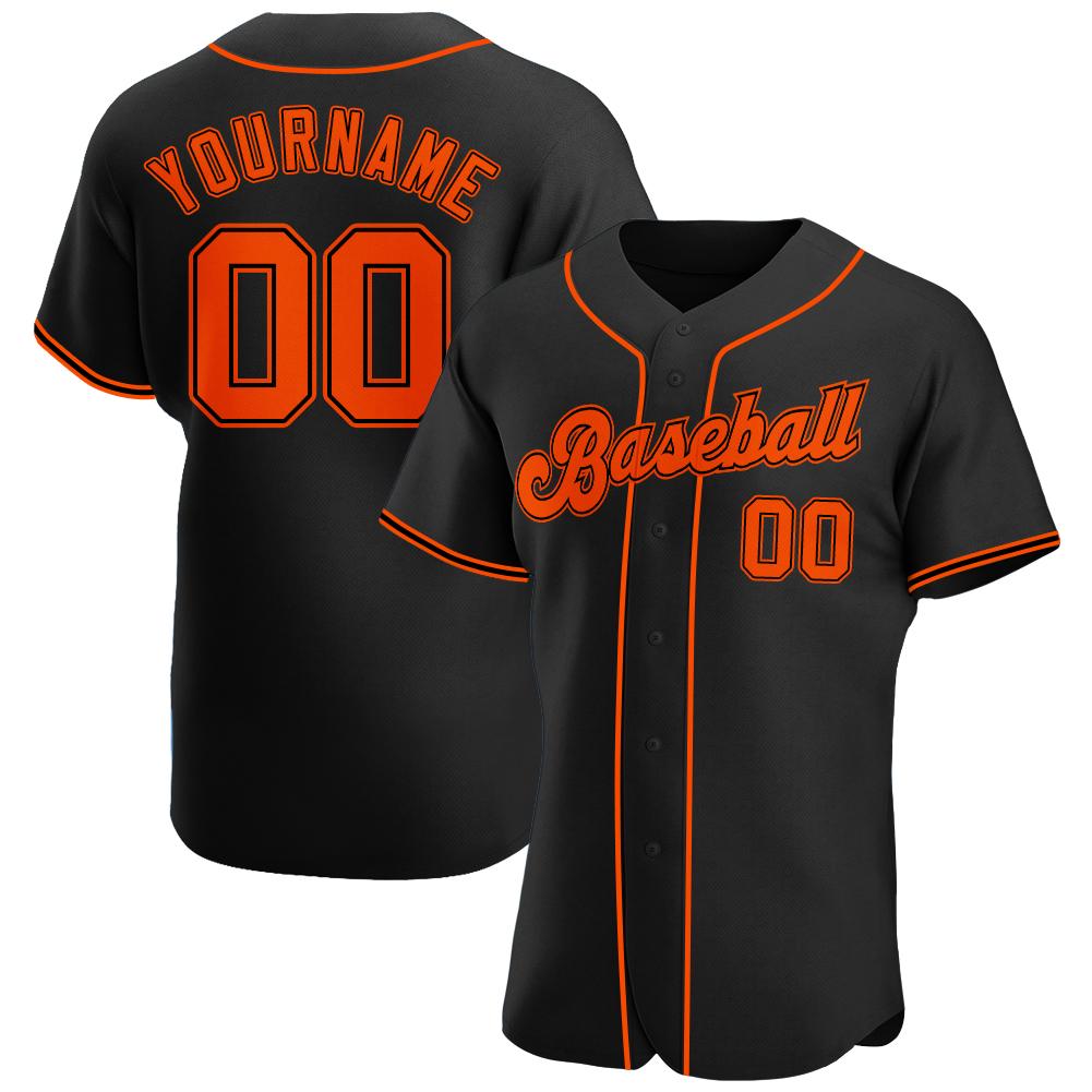 Custom Personalized Black Orange Black Baseball Jersey - Meteew