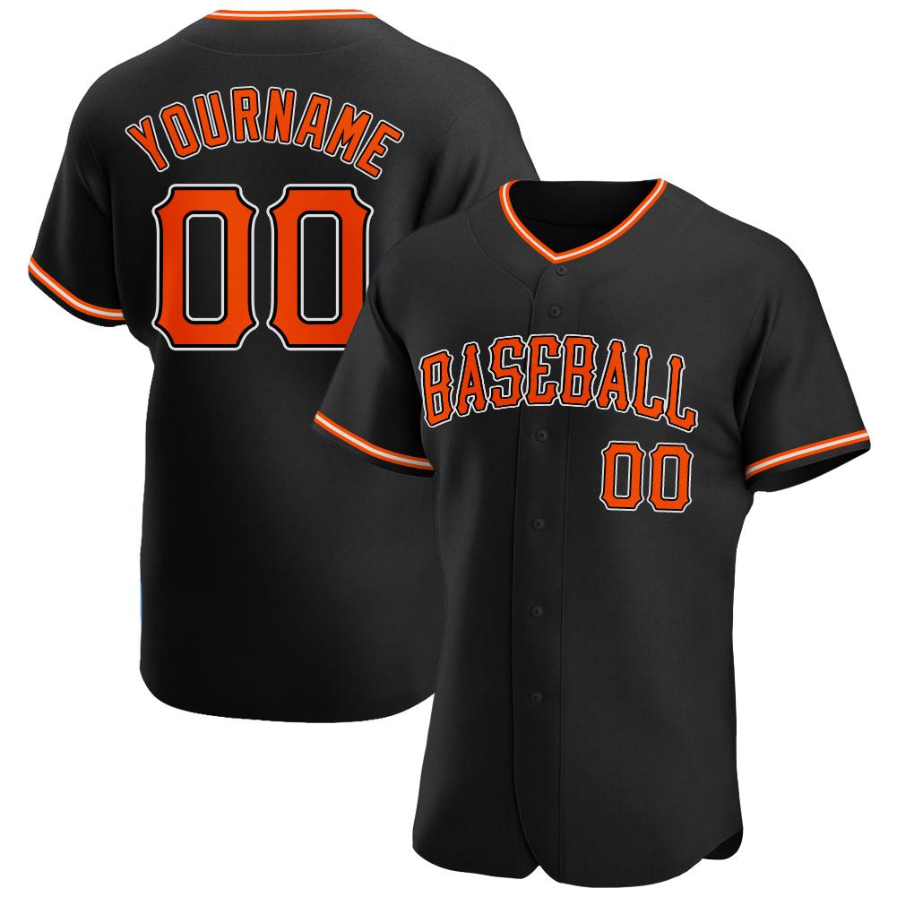 Custom Personalized Black Orange White Baseball Jersey - Meteew