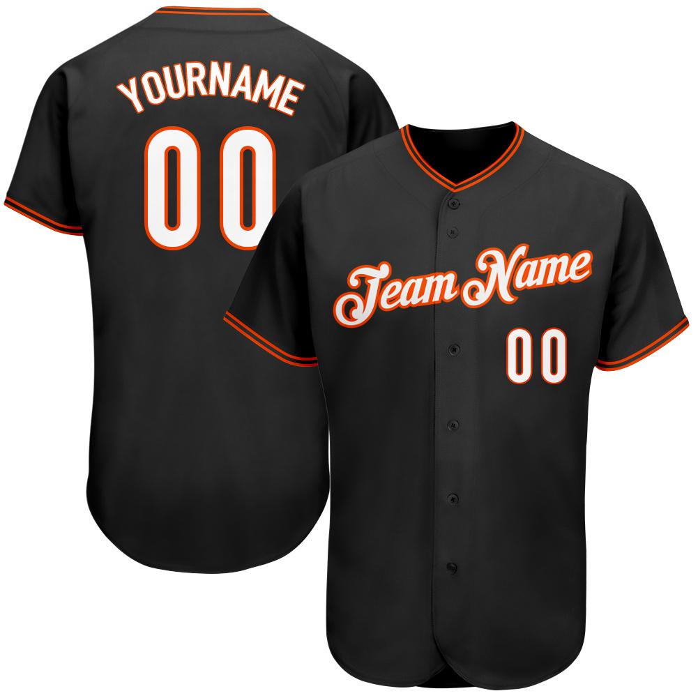Custom Personalized Black White Orange Baseball Jersey – Meteew