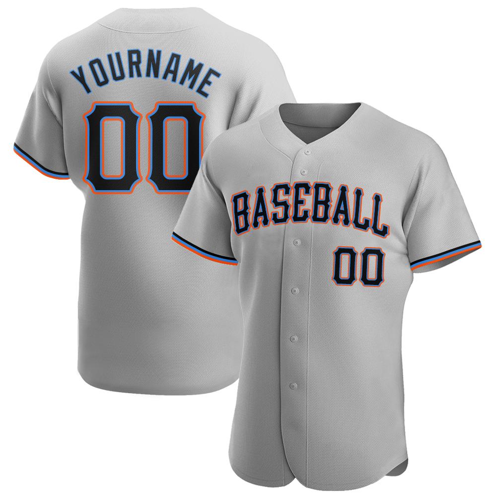 Custom Personalized Gray Black Powder Blue Baseball Jersey - Meteew