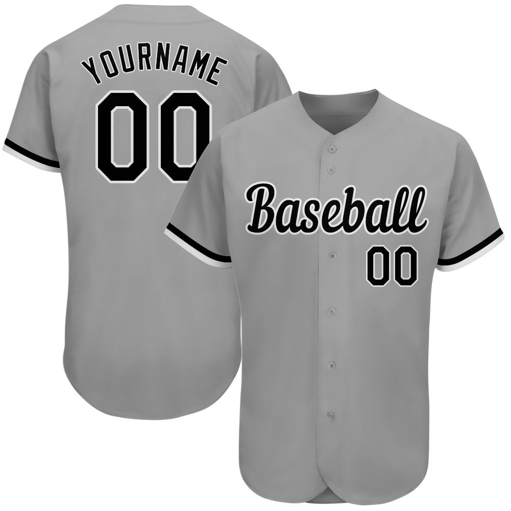 Custom Personalized Gray Black White Baseball Jersey - Meteew