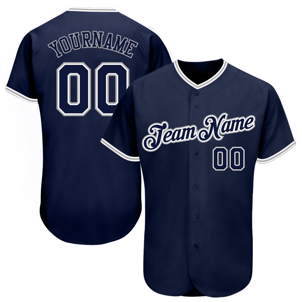 Custom Personalized Navy Navy Gray Baseball Jersey - Meteew