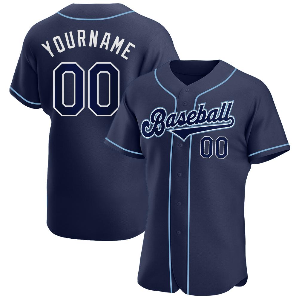 Custom Personalized Navy Navy Powder Blue Baseball Jersey – Meteew