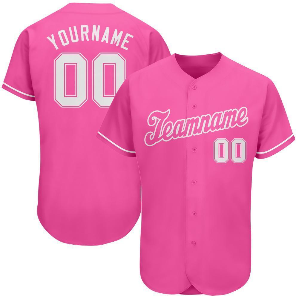 Custom Personalized Pink White Baseball Jersey - Meteew