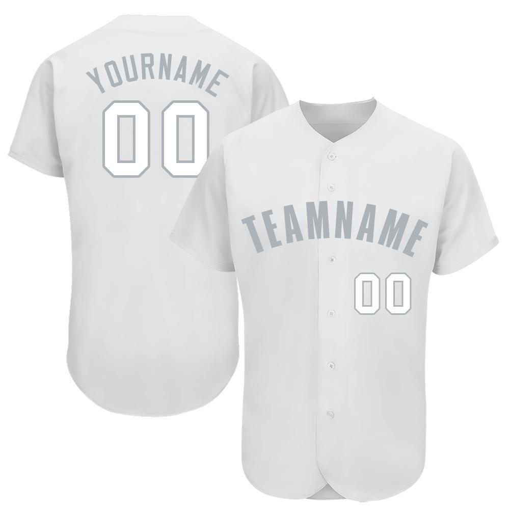 Custom Personalized White Gray Baseball Jersey - Meteew