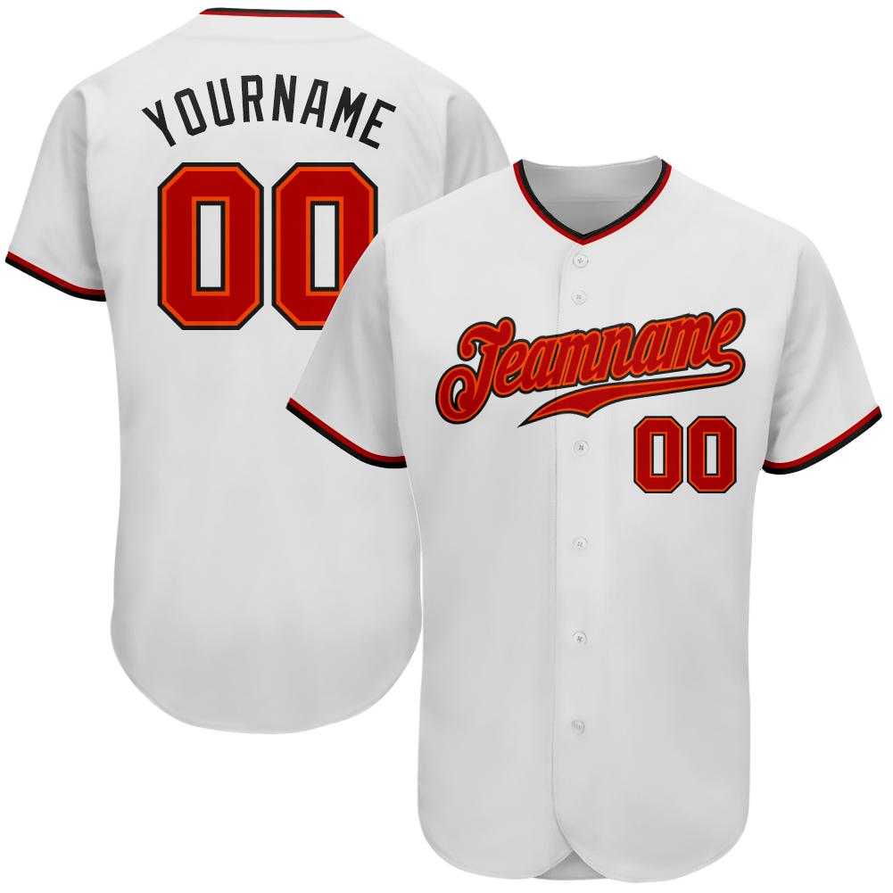 Custom Personalized White Red Black Baseball Jersey - Meteew