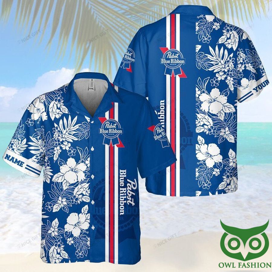 Customized Pabst Blue Ribbon Bright Blue Hawaiian Shirt - Meteew