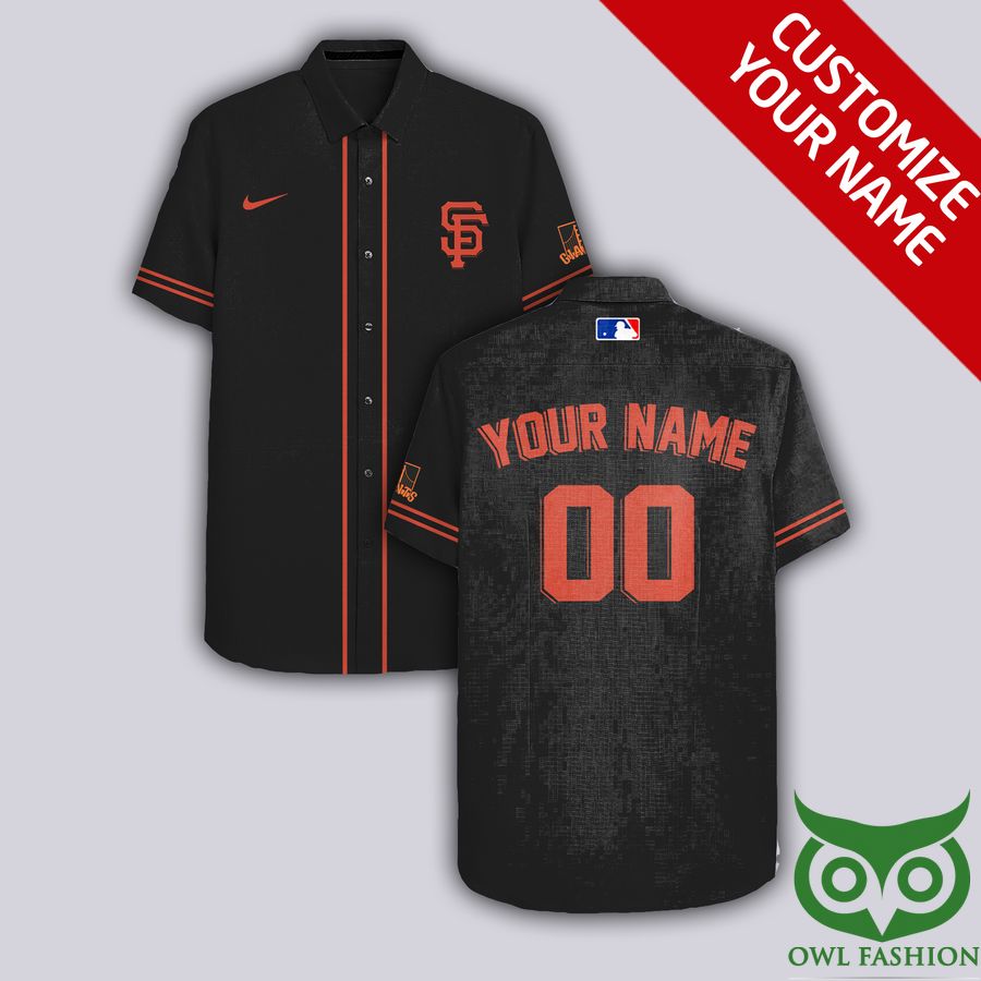 Customized San Francisco Giants Black with Coral Nike Logo Hawaiian ...