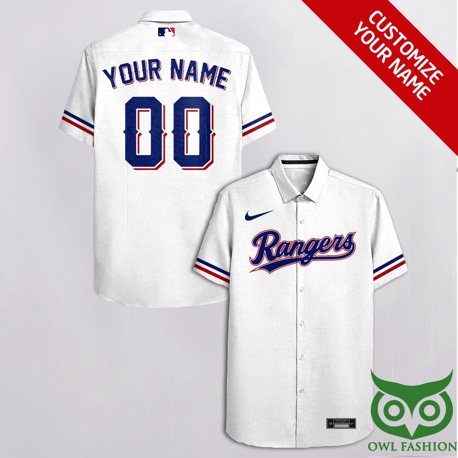 Customized Texas Rangers White with Blue Nike Logo Cassette Hawaiian ...