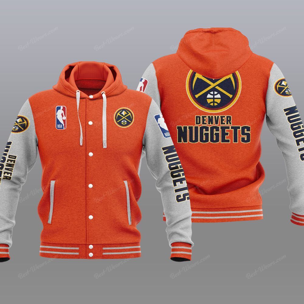 Denver Nuggets 2DE0806 NBA Hooded Varsity Jacket Fleece Jacket - Meteew