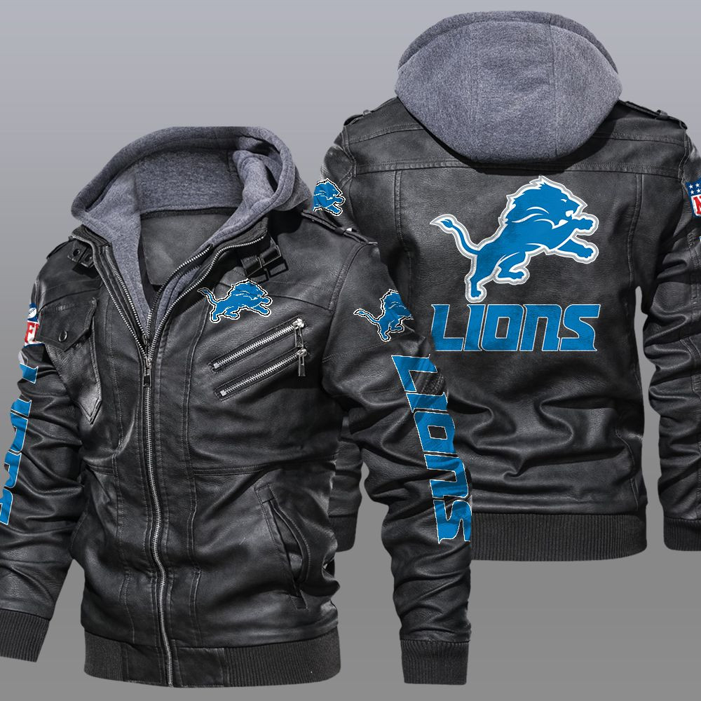 Detroit Lions 2D Leather Jacket - Meteew