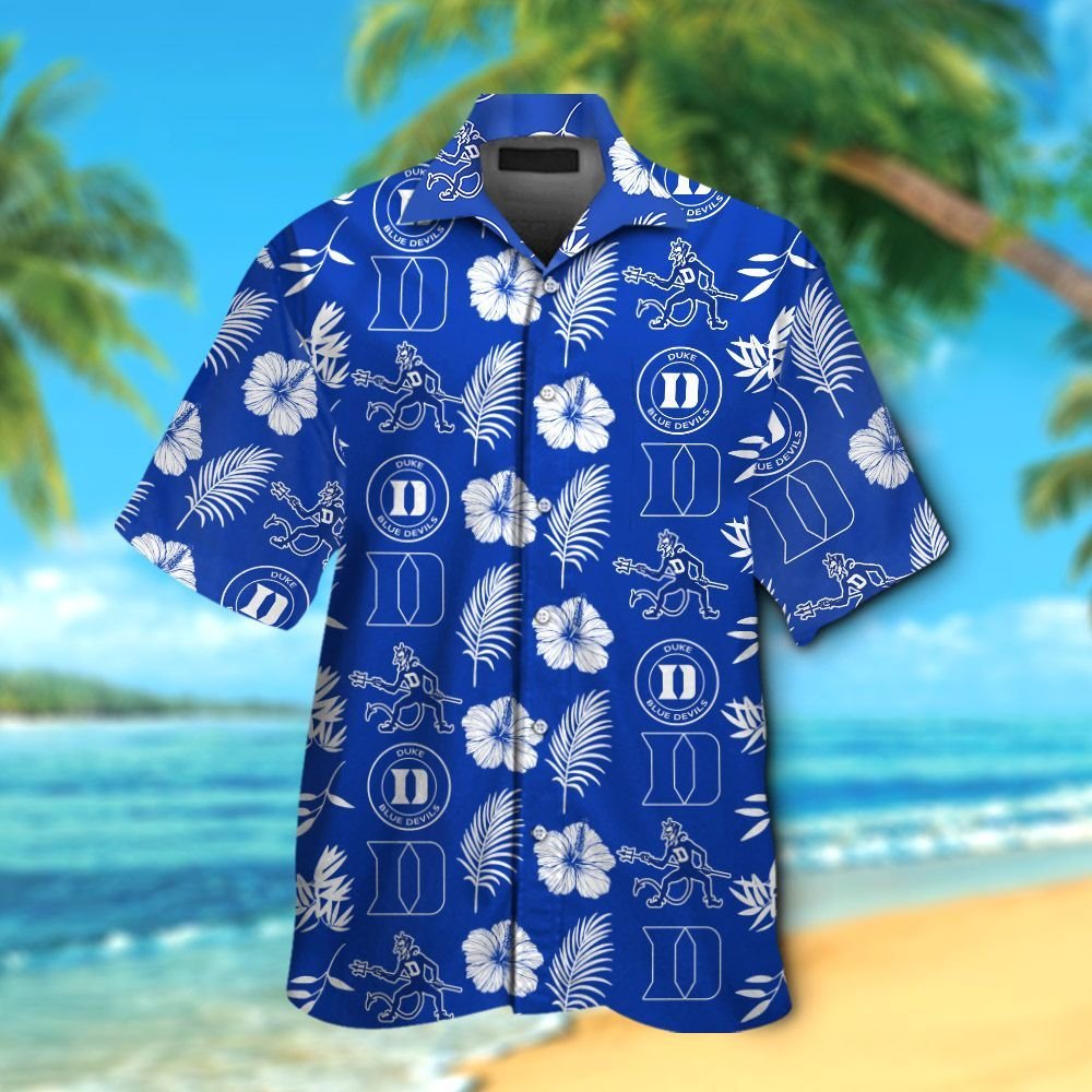 Duke Blue Devils Short Sleeve Button Up Tropical Aloha Hawaiian Shirts ...