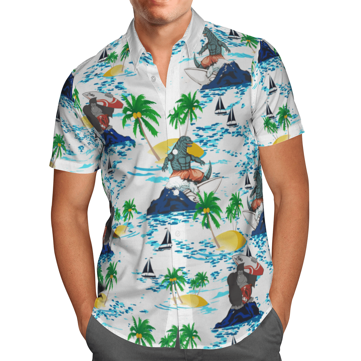 Godzilla vs Kong Hawaiian Shirt | Hawaiian Shirts For Men Women ...