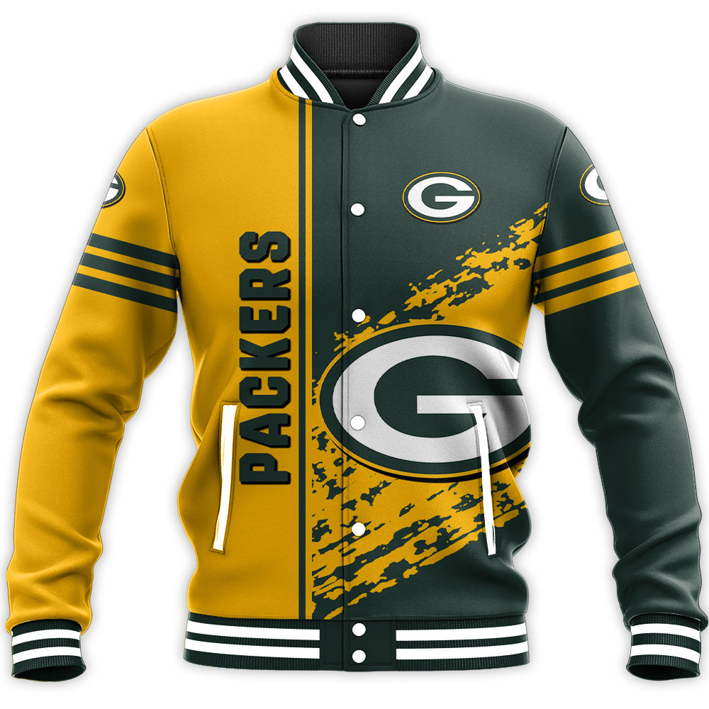 Green Bay Packers Baseball Jacket Quarter Style NFL Meteew