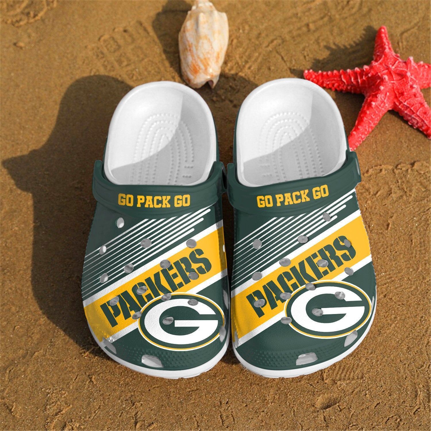 Green Bay Packers Go Pack NFL gift for fan Crocs Crocband Clogs Comfy ...