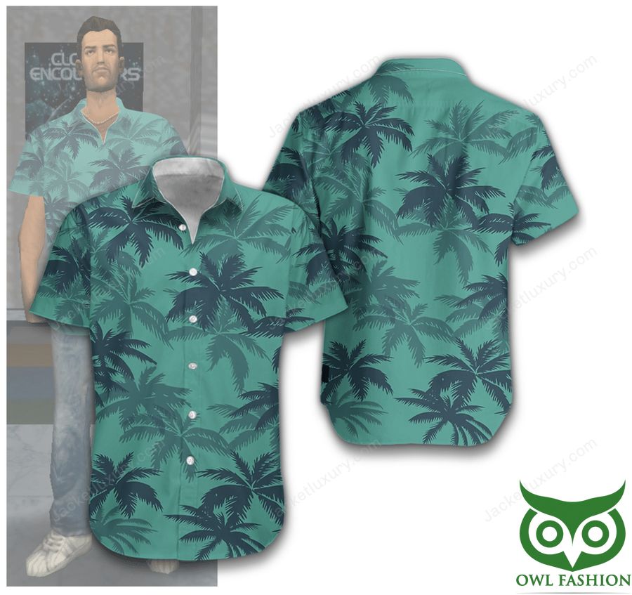 GTA Vice City Light Green Leaf Hawaiian Shirt – Meteew