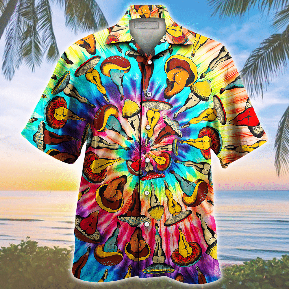 HIPPIE TIE-DYE MUSHROOM PATTERN HAWAIIAN SHIRT – Meteew